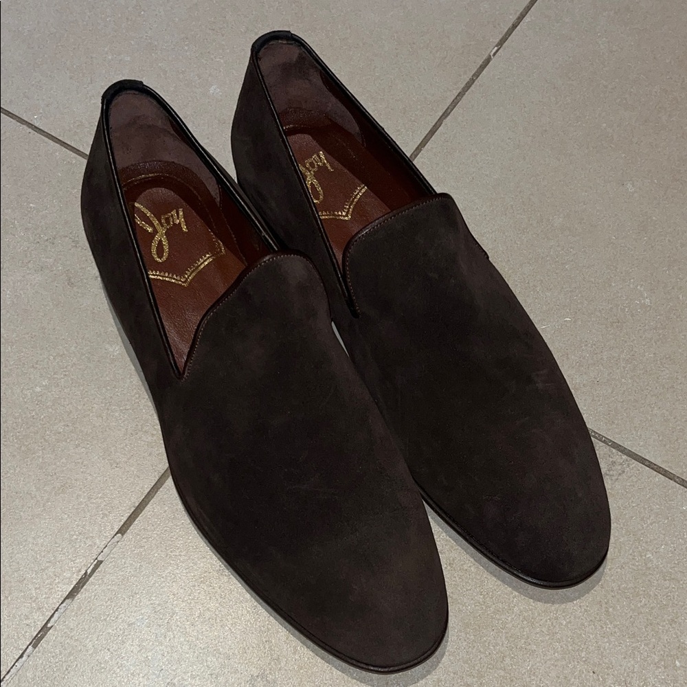 Joy Made in Italy chocolate brown 100% Suede and Leather Loafers - brand new